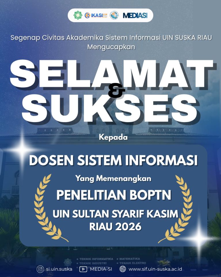 Ucapan selamat kepada dosen Sistem Informasi atas capaian Penelitian BOPTN 2026.